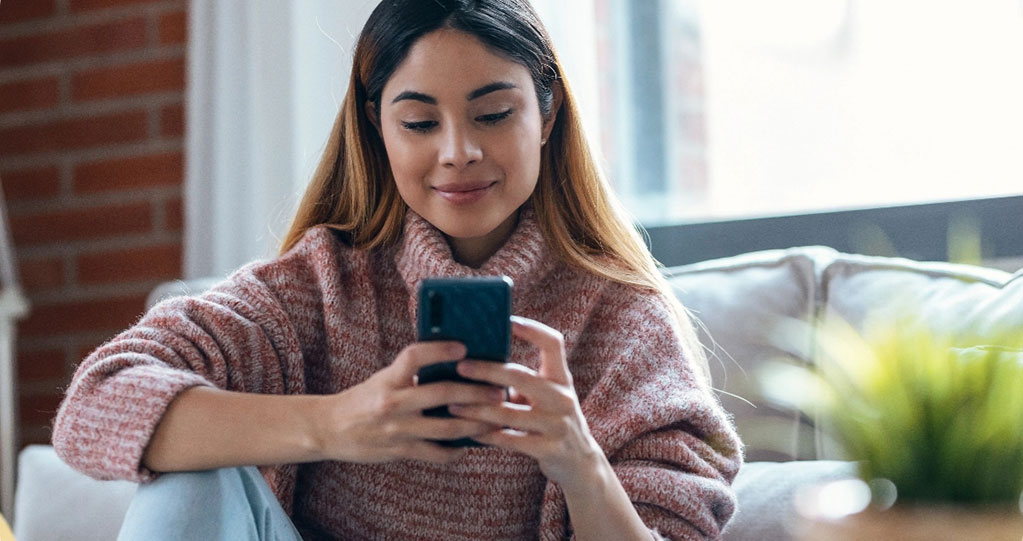 Woman using smart phone