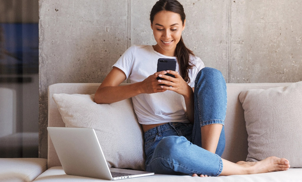 Woman with smartphone mobile