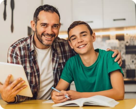 Father and his son planing treatment image