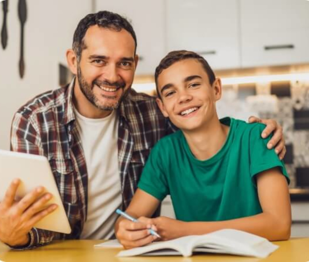 Father and his son planing treatment mobile image