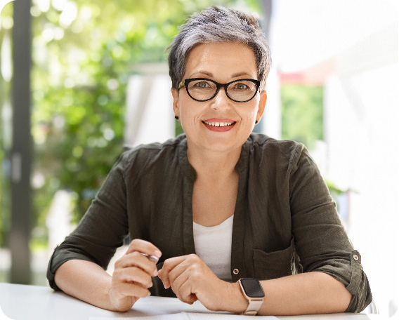 Older woman with glasses